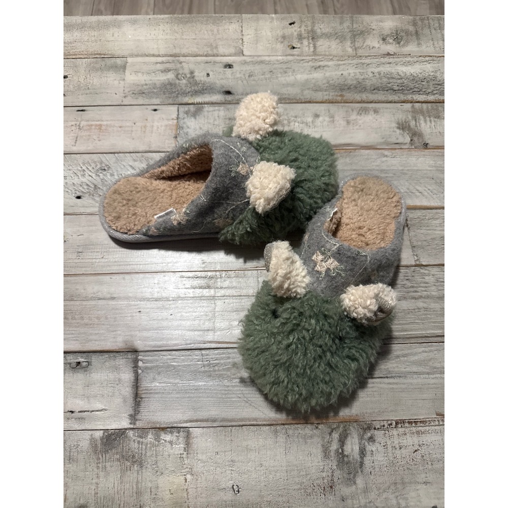 Dudu Town Green Fuzzy Monster Animal Slippers Grey Plush House Shoes EU 38-39